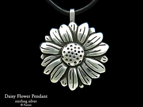 Handmade Solid Sterling Silver Daisy Flower Pendant Necklace