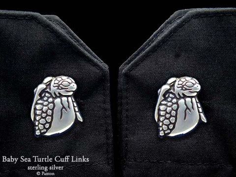 Baby Sea Turtle Cuff Links sterling silver