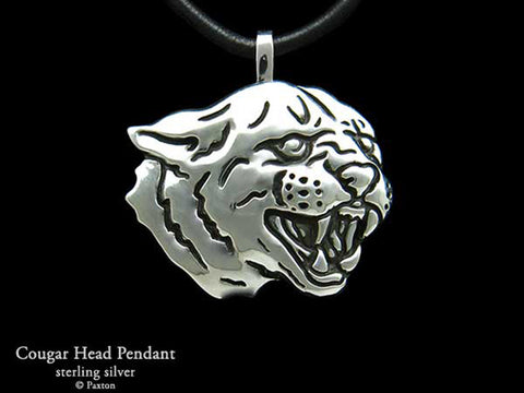 Cougar Head Pendant Necklace sterling silver