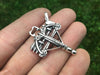 Crossbow Pendant Necklace Sterling Silver