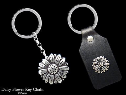 Daisy Flower Key Chain Sterling Silver