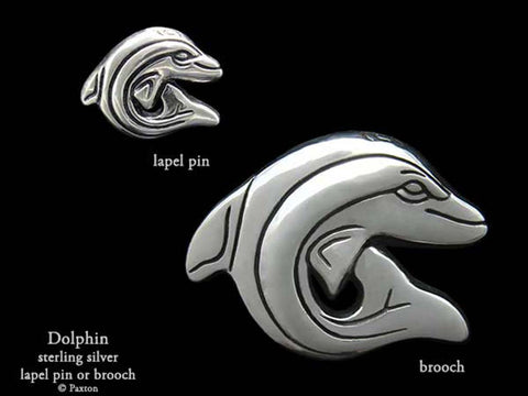 Dolphin Lapel Pin Brooch sterling silver