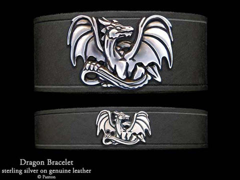 Dragon on Leather Bracelet