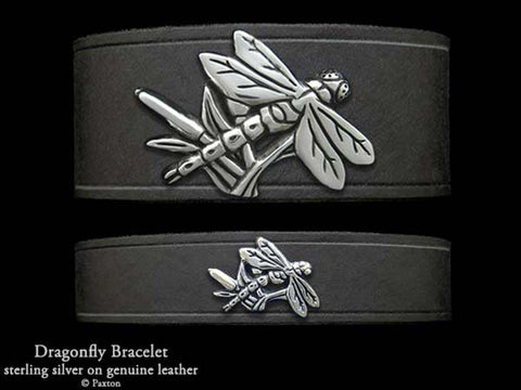 Dragonfly on Leather Bracelet