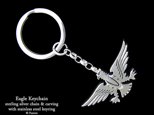 Eagle Key Chain / Key Ring Sterling Silver Replica of Eagle Bus