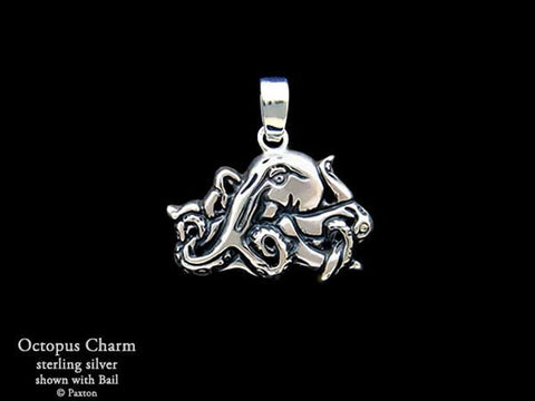 Octopus charm necklace sterling silver