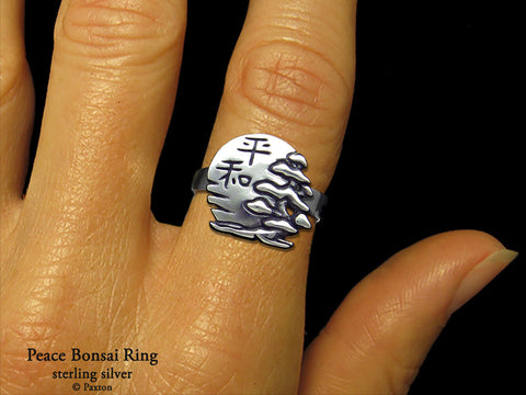Peace Bonsai ring sterling silver