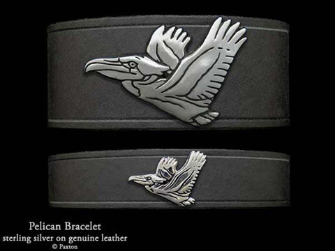 Pelican on Leather Bracelet