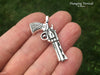 Revolver Pistol Pendant Necklace Sterling Silver