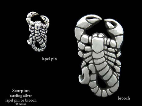 Scorpion lapel Pin Brooch sterling silver
