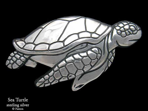 Sea Turtle Belt Buckle Sterling Silver by Paxton Jewelry display picture 1