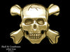 Skull Crossbones Belt Buckle yellow brass