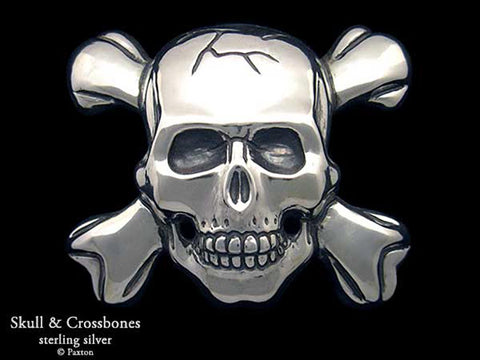 Skull Crossbones Belt Buckle sterling silver