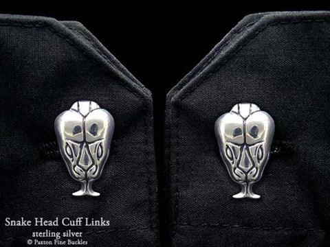 Snake Head Cuff Links sterling silver