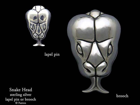 Snake Head Lapel Pin Brooch sterling silver