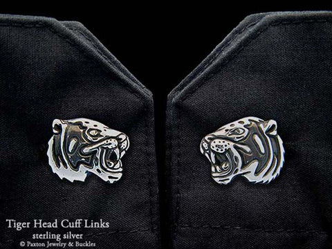 Tiger Head Cuff Links sterling silver