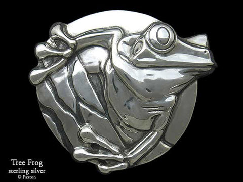 Tree Frog Belt Buckle sterling silver