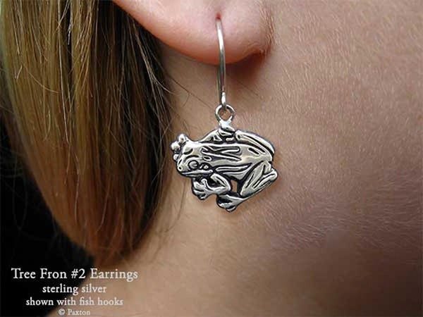 Tree Frog Earrings Sterling Silver
