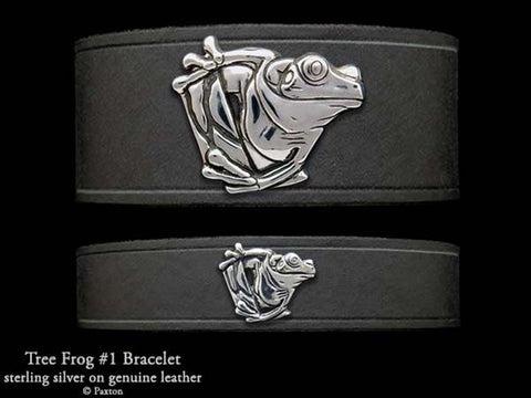 Tree Frog on Leather Bracelet