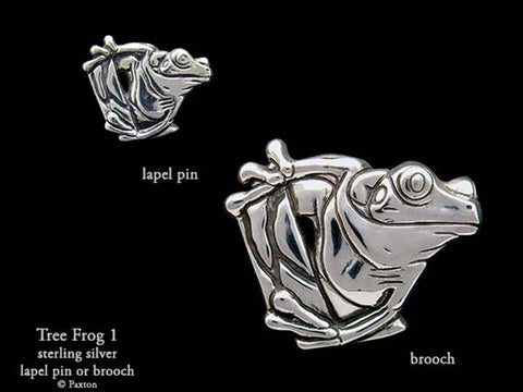 Tree Frog Lapel Pin Brooch sterling silver