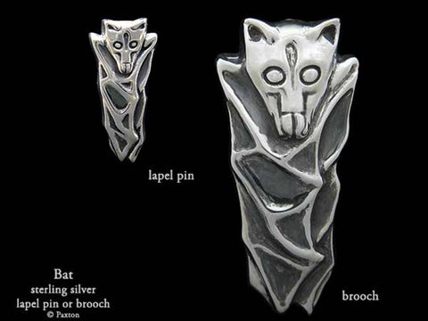 Bat Lapel Pin Brooch sterling silver