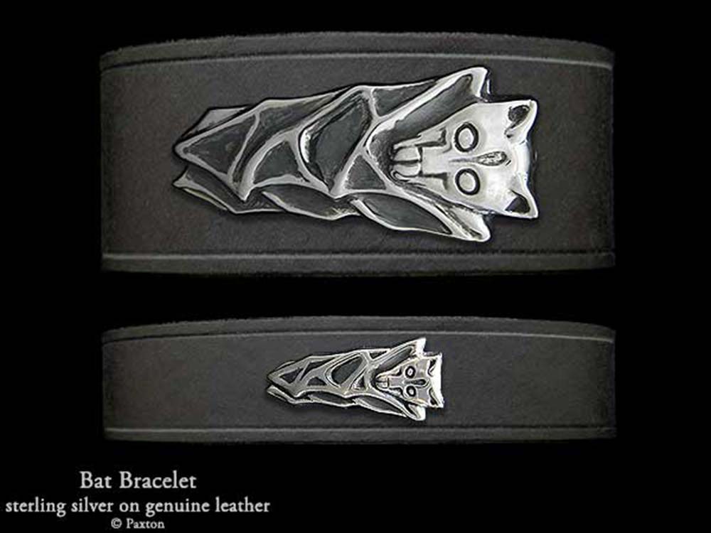 Bat on Leather Bracelet