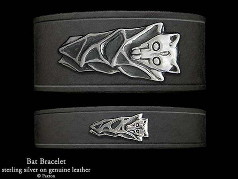 Bat on Leather Bracelet