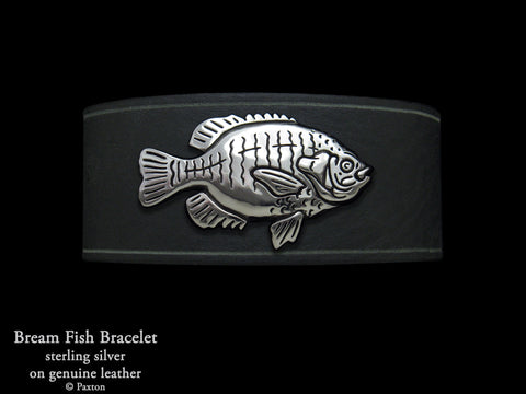 Bream Fish Bracelet Sterling Silver on Genuine Leather