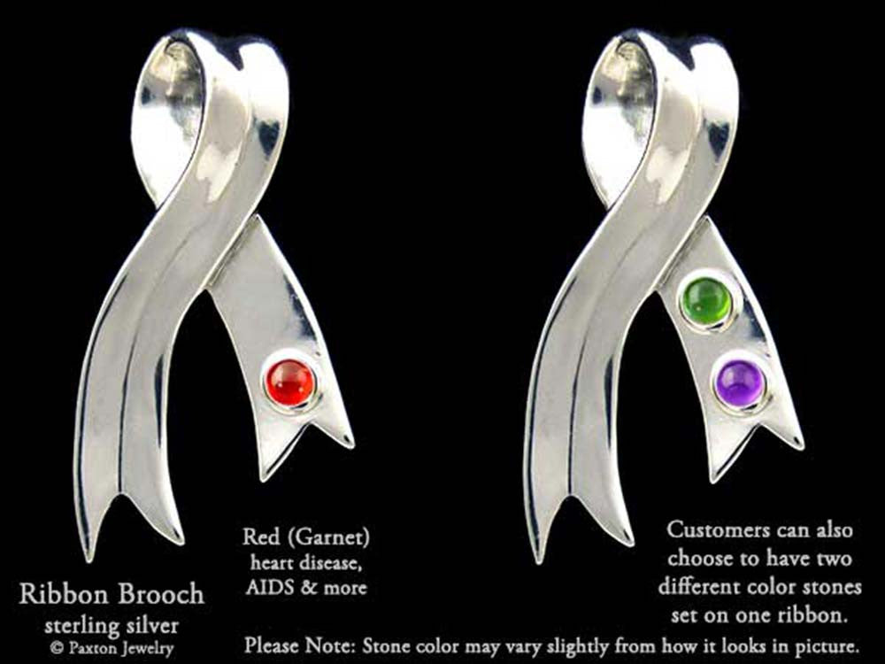 Awareness Ribbon Brooch Pin Sterling Silver by Paxton Jewelry