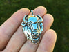 Buffalo Bison Head Pendant Necklace Sterling Silver