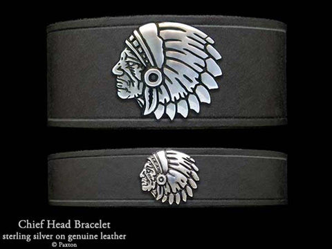 Chief head on Leather Bracelet