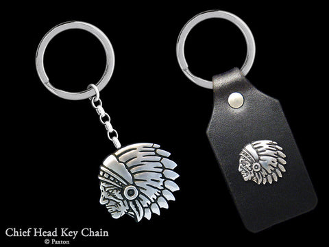 Chief Indian Head Key Chain Sterling Silver