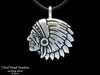 Indian Chief Head Pendant Necklace sterling silver