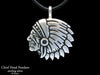 Indian Chief Head Pendant Necklace sterling silver