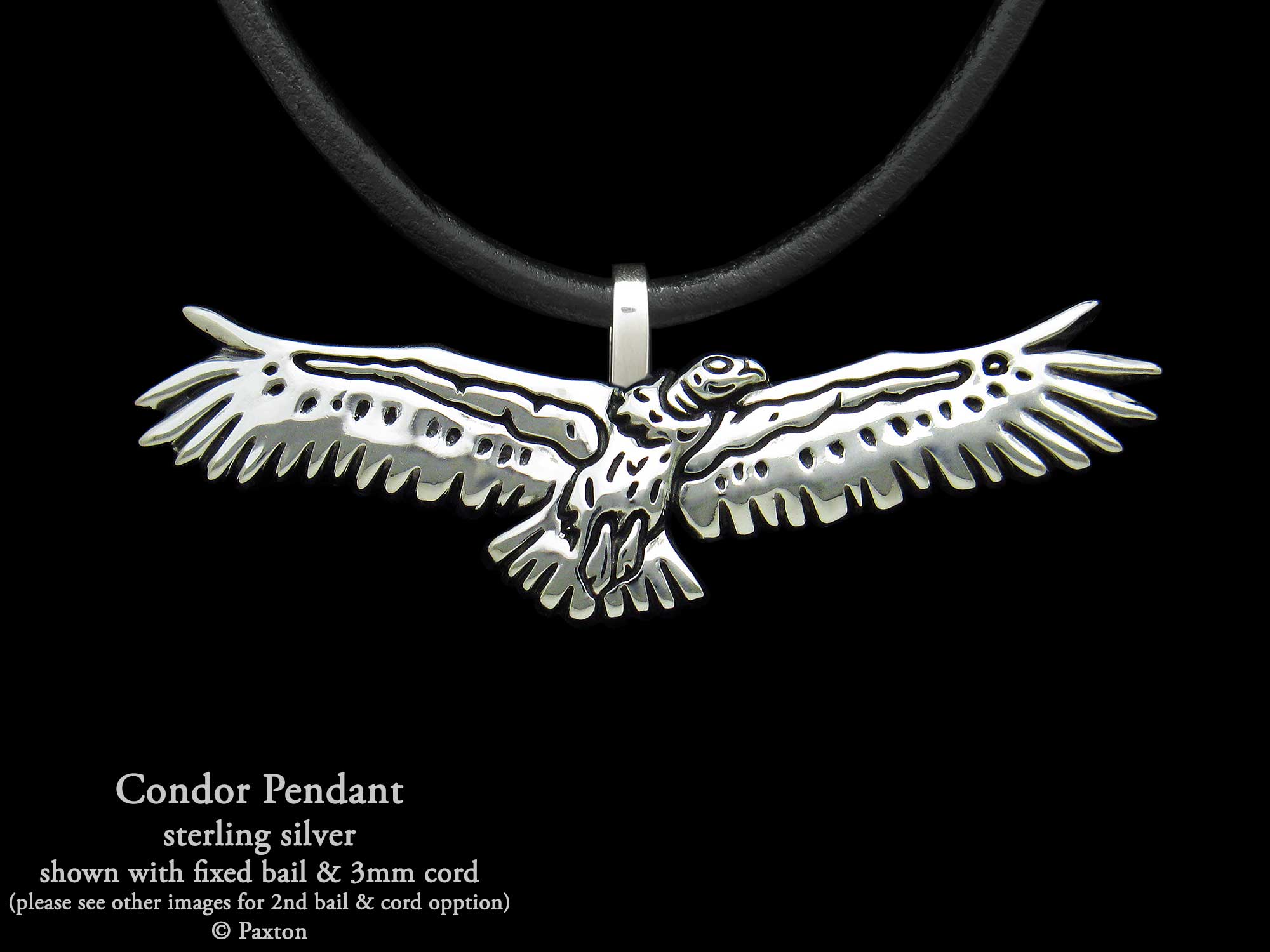 Condor Bird Pendant Necklace Sterling Silver