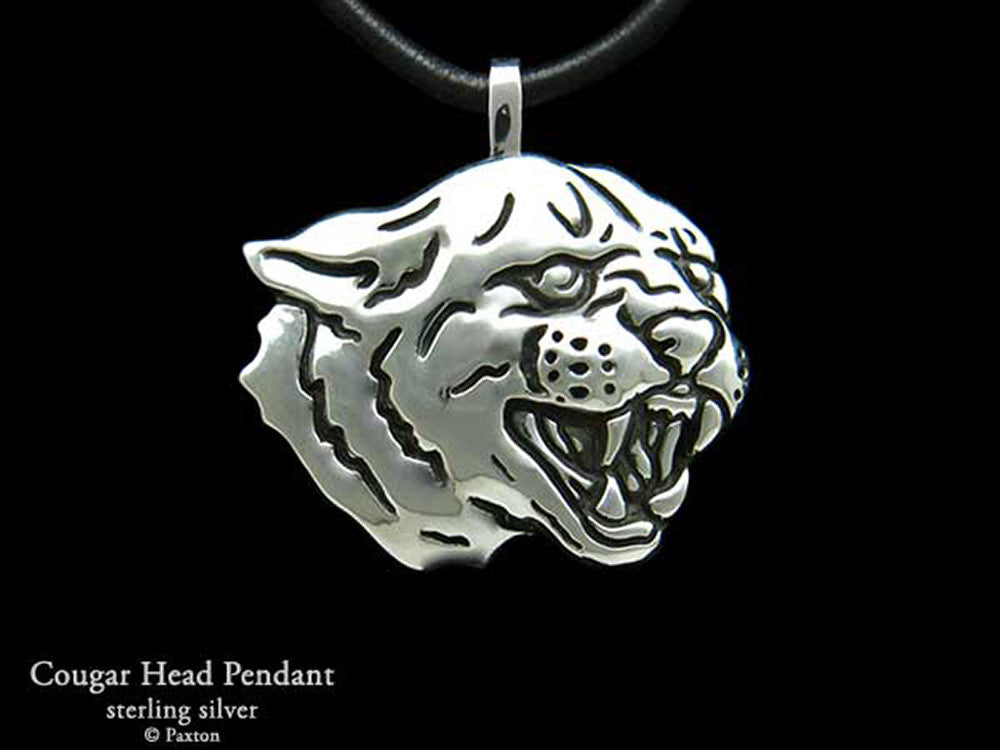 Cougar Head Pendant Necklace sterling silver