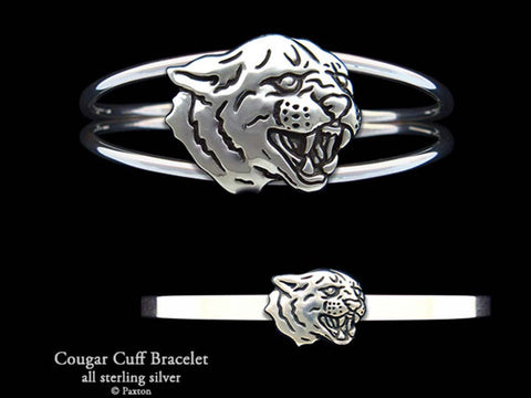 Cougar Panther Head Cuff Bracelet