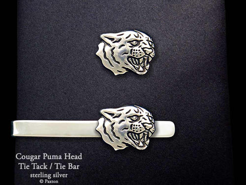 Cougar Head Tie Tack Cougar head Tie bar sterling silver