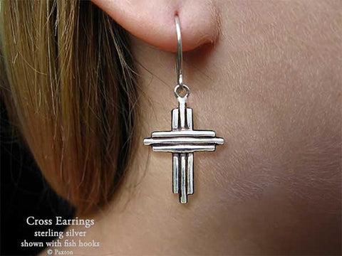 Cross Earrings fishhook sterling silver