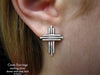 Cross Earrings post back sterling silver