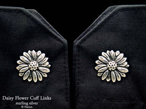 Daisy Flower Cuff Links sterling silver