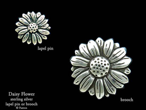 Daisy Flower Lapel Pin Brooch sterling silver