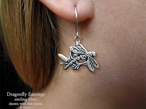 Dragonfly Earrings fishhook sterling silver