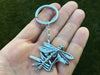 Dragonfly Keychain large carving all silver in hand