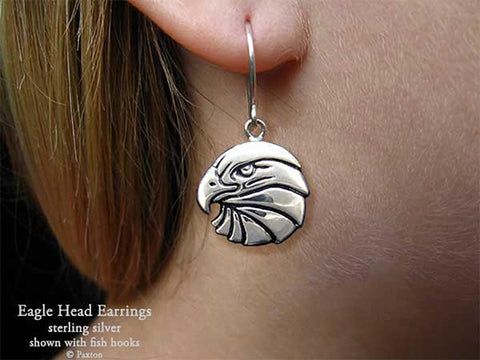 Eagle Head Earrings fishhook sterling silver