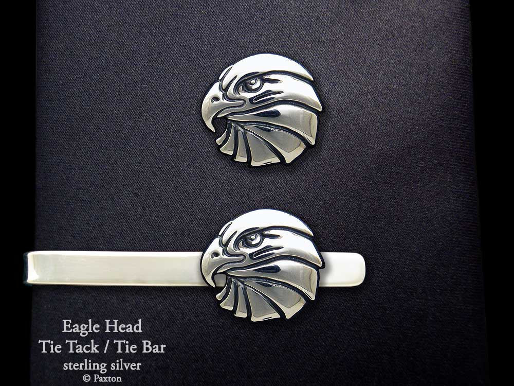 Eagle Head Tie Tack Eagle Head Tie Bar / Tie Clip by Paxton Jewelry Tie Tack (with Back Clutch & Chain)