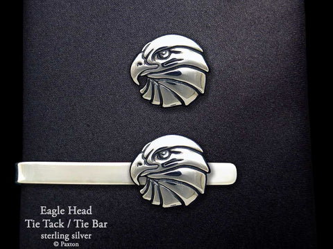 Eagle Head Tie Tack Tie Bar Sterling Silver