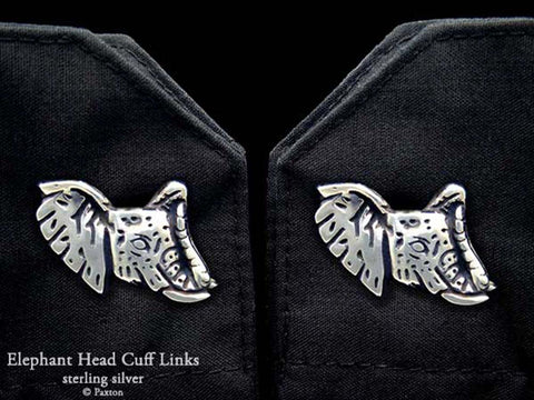 Elephant Head Cuff Links sterling silver