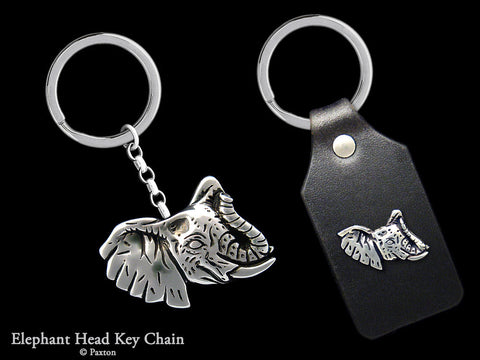 Elephant Head Key Chain Sterling Silver