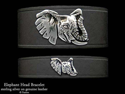 Elephant Head on Leather Bracelet